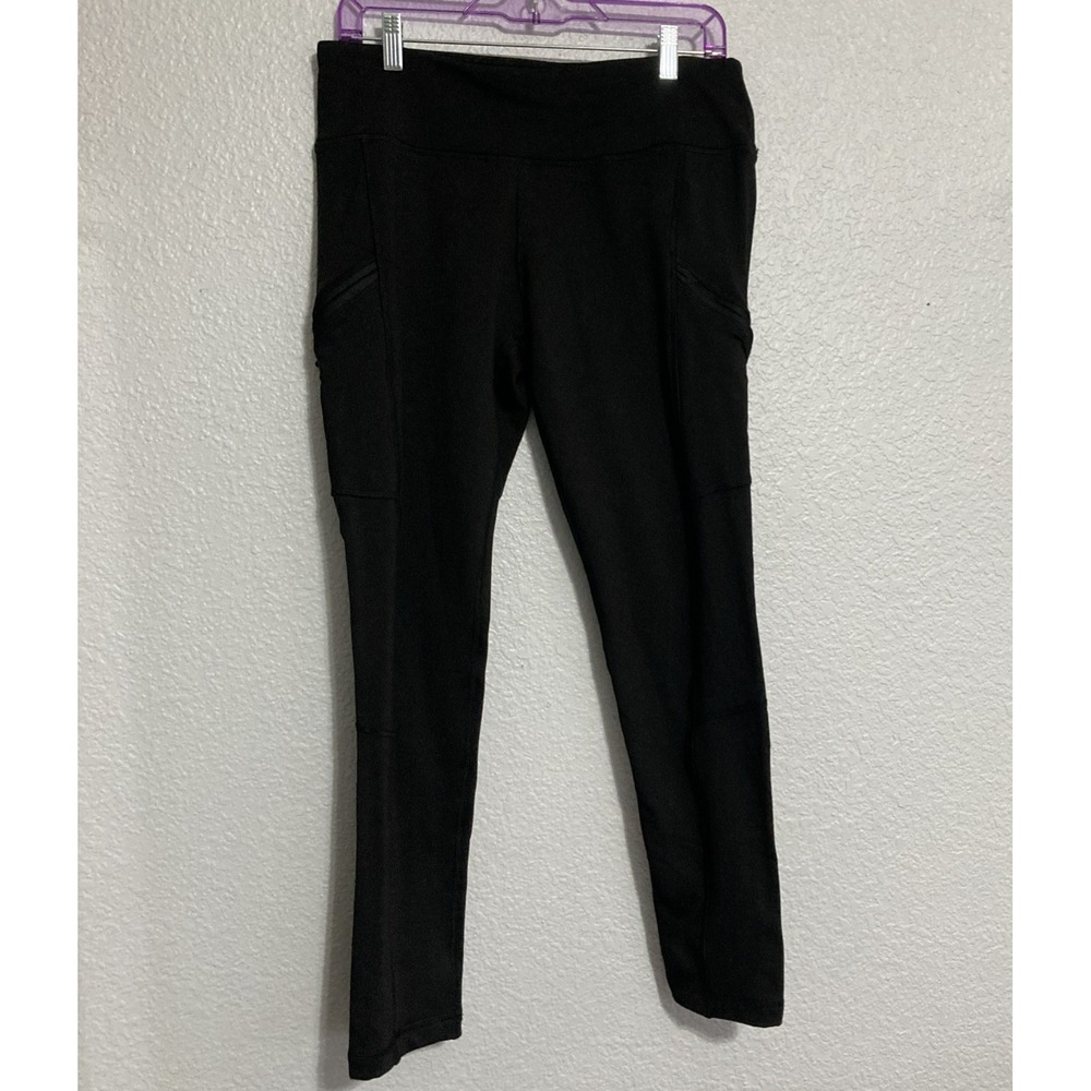 Active Life Women's Black‎ Athletic Yoga Pants Leggings w/Zip Pockets- SZ XL